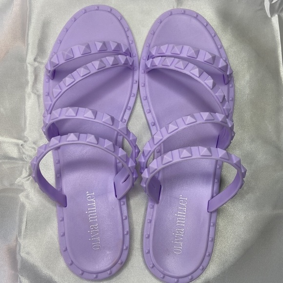 Olivia Miller Women’s Pastel Purple Jelly Slip On Studded Slide Sandals Size 8 - Picture 12 of 12